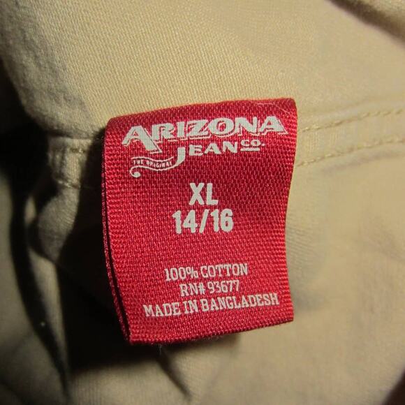 Casual Utility Khaki Button-Up Hooded Shirt Arizona Jean Co. XL 14/16 - Picture 7 of 9